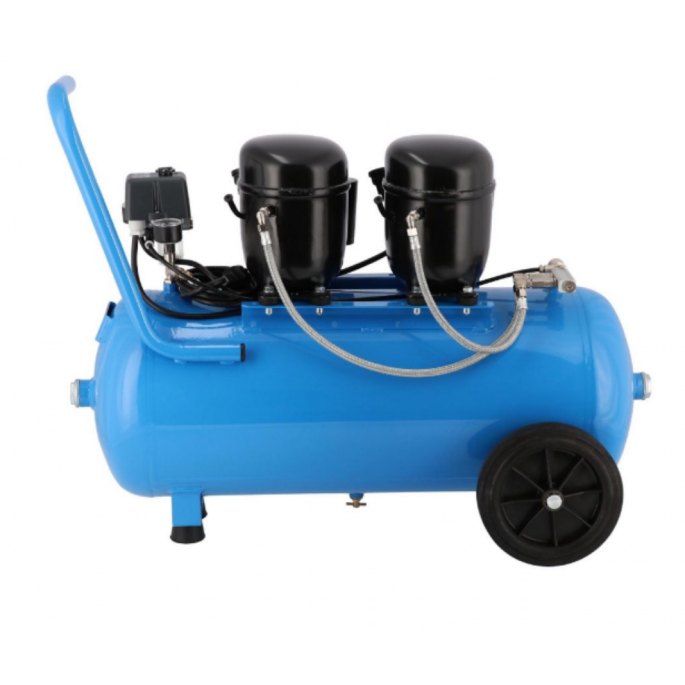 Безшумен двубутален компресор L 100-50 8 бара 1 HP/0.74 kW 80 л./мин. 50 литра 36519