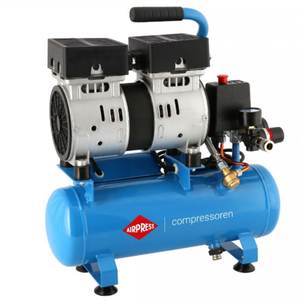 Малък безмаслен двубутален безшумен компресор L 6-105 8 бара 0.6 HP/0.45 kW 48 л./мин. 6 литра 36738