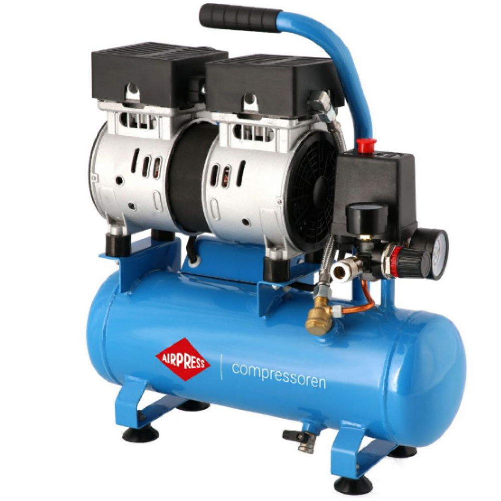Малък безмаслен двубутален безшумен компресор L 6-105 8 бара 0.6 HP/0.45 kW 48 л./мин. 6 литра 36738