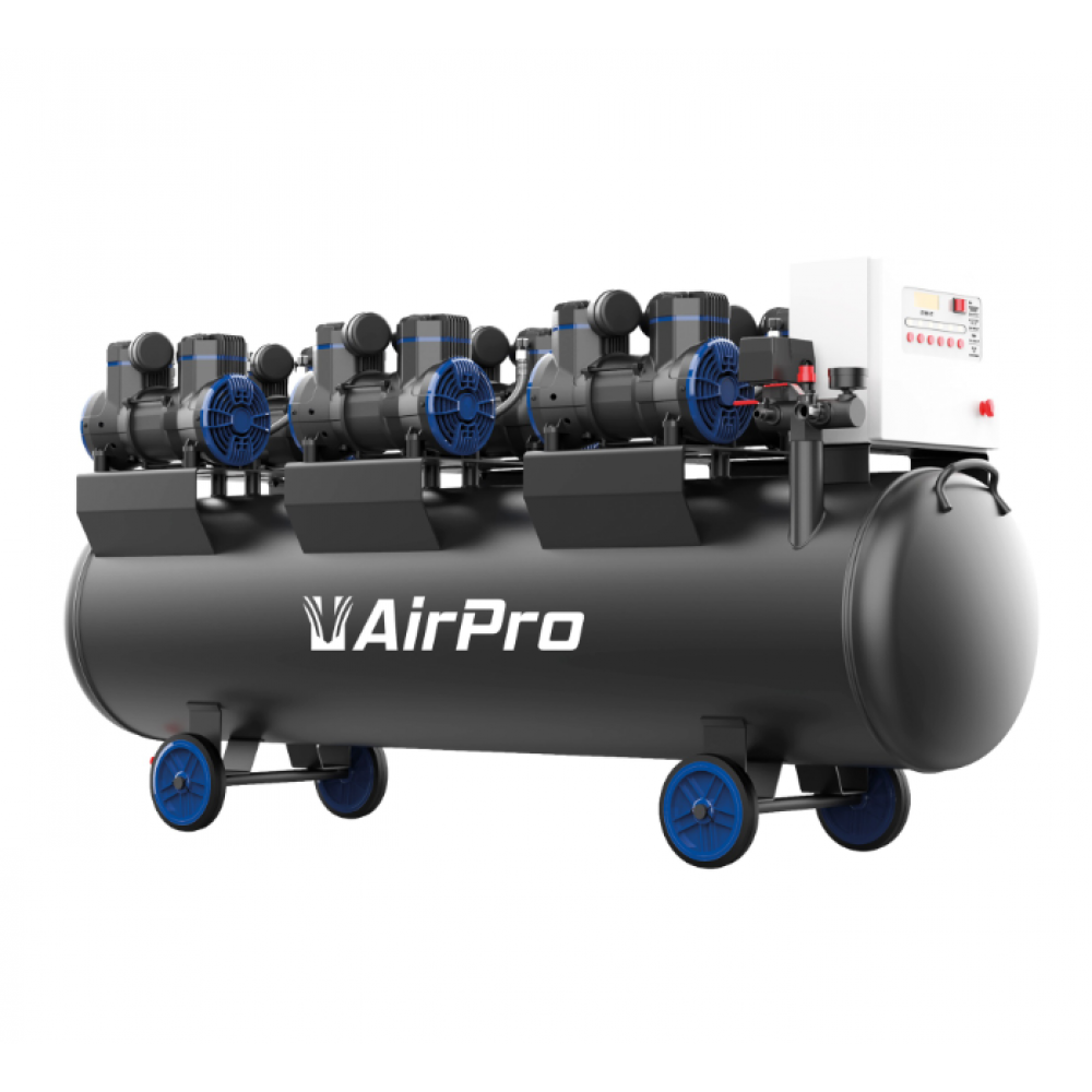Безмаслен тих компресор, 6x2hp, 280 л резервоар, 400V - CP90P6T280