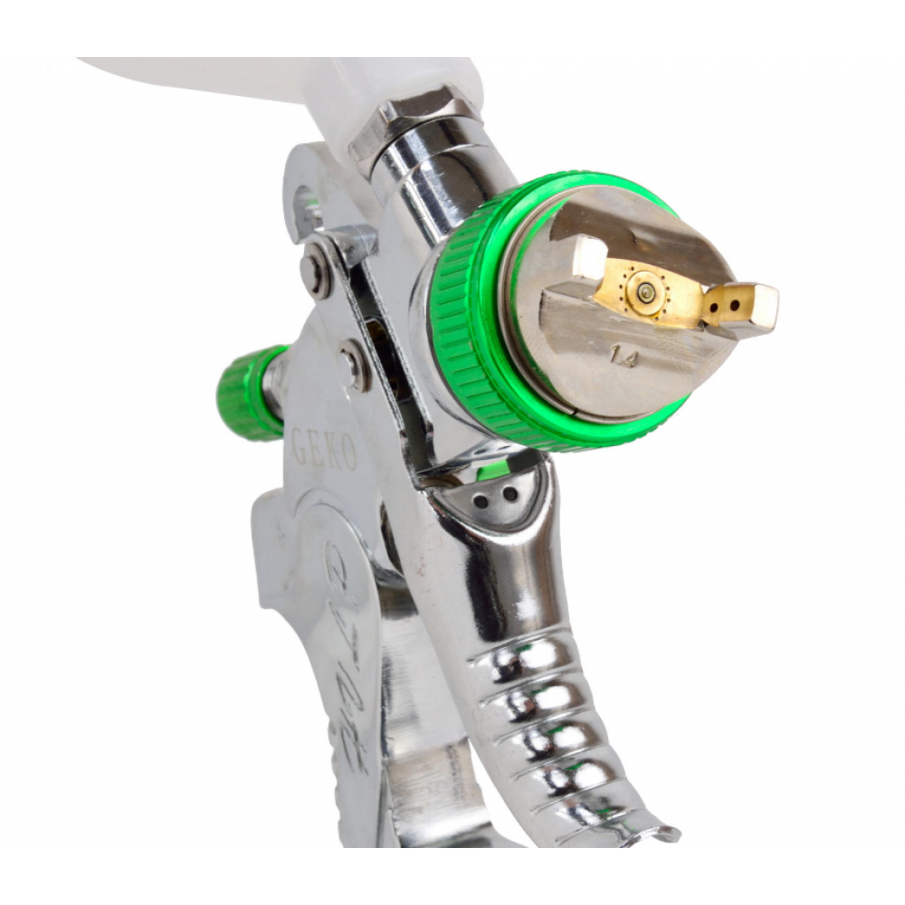 Професионален бояджийски пистолет за лак.HVLP/червен с покритие - GEKO G01180