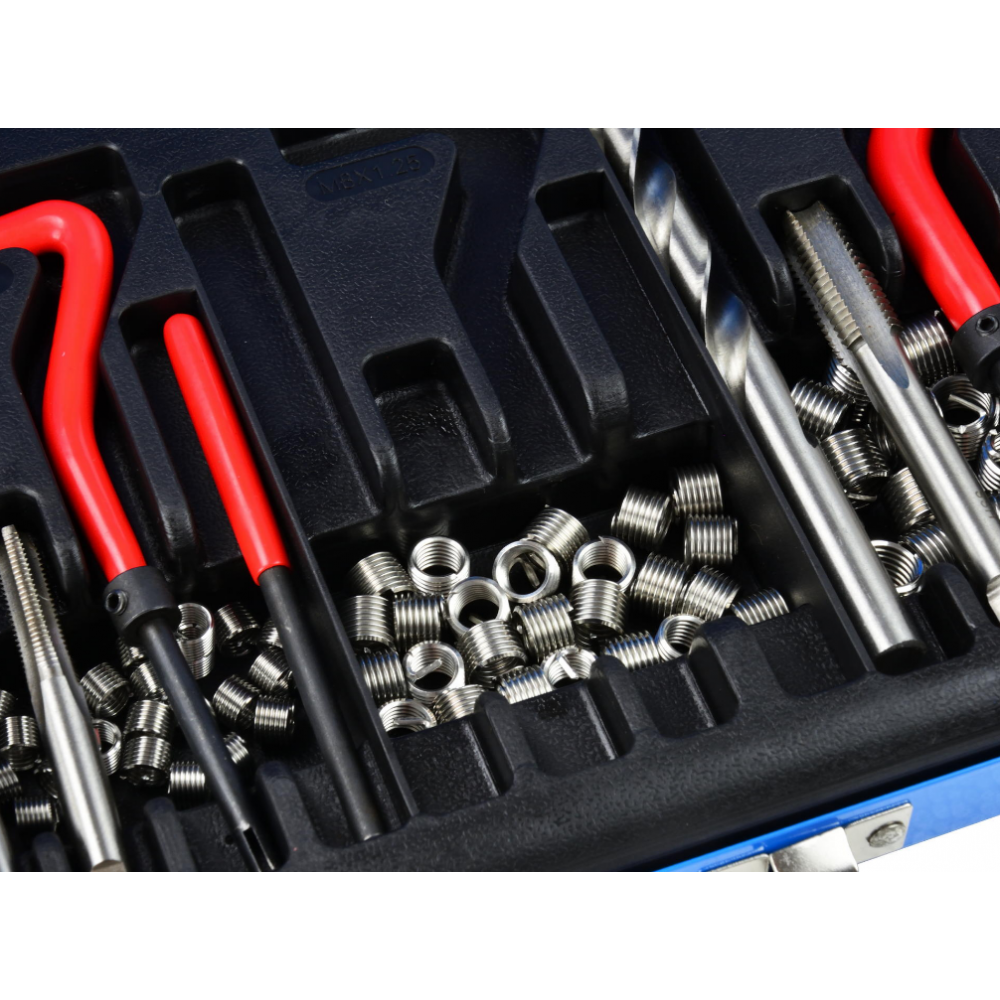 Ремонтен комплект за скъсани резби М5-М12 в двигатели - 131 части GEKO G02790