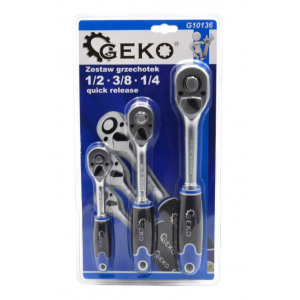 Комплект прави тресчотки - 1/2, 3/8, 1/4 за бързо освобождаване GEKO G10136