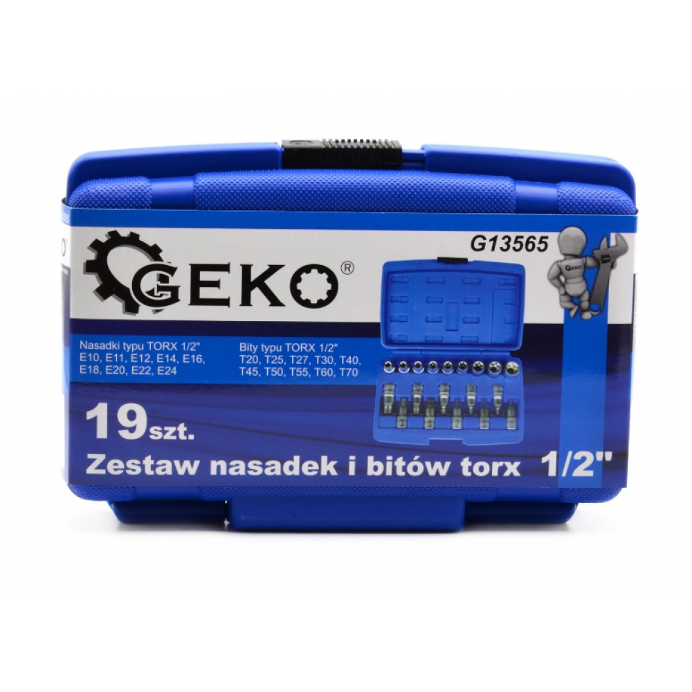 Комплект накрайници и битове TORX 1/2" 19 бр. GEKO G13565