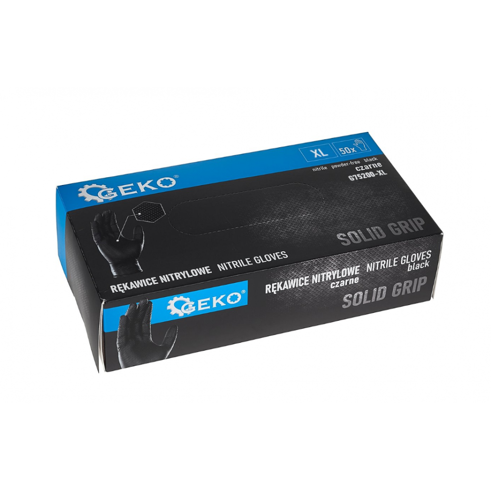 Нитрилни ръкавици SOLID GRIP, 50 бр., размер XL, черни - G75200-XL