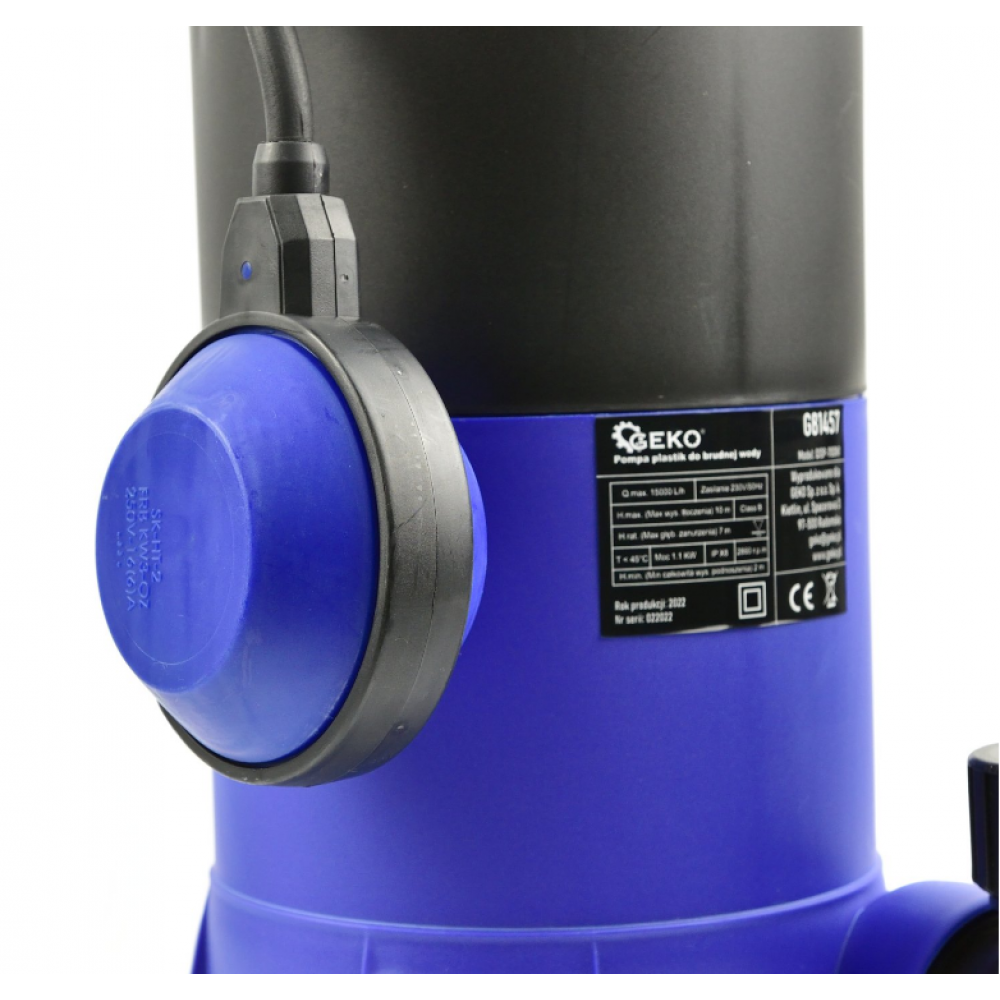 Потопяема помпа за мръсна вода с поплавък - 1100 W - GEKO G81457