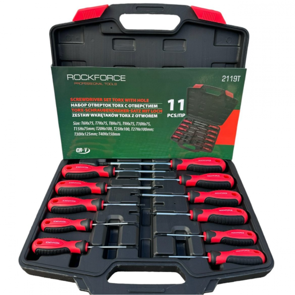 Комплект отвертки торкс с отвор, 11 части - HW-2273