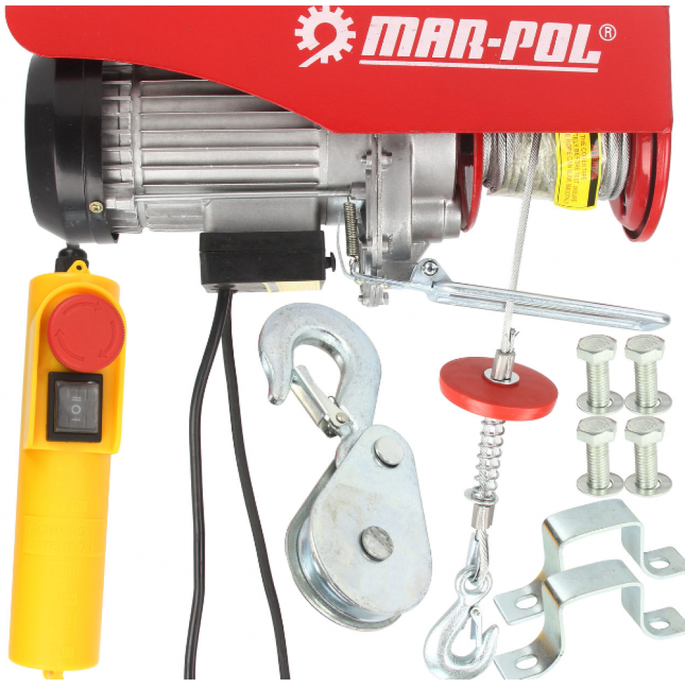 Електрическа въжена лебедка 400 / 800 кг., 12 м, 1300W - HW-2340