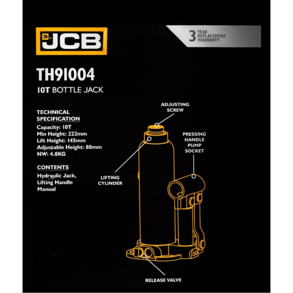 Хидравличен крик тип бутилка, 10 тона - HW-2508