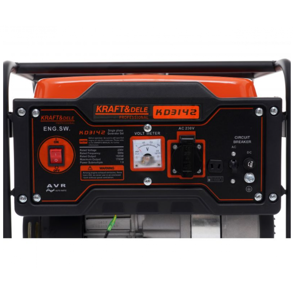 Бензинов монофазен генератор за ток, 1.5 kW / 1.7 kW, 230V - KD3142