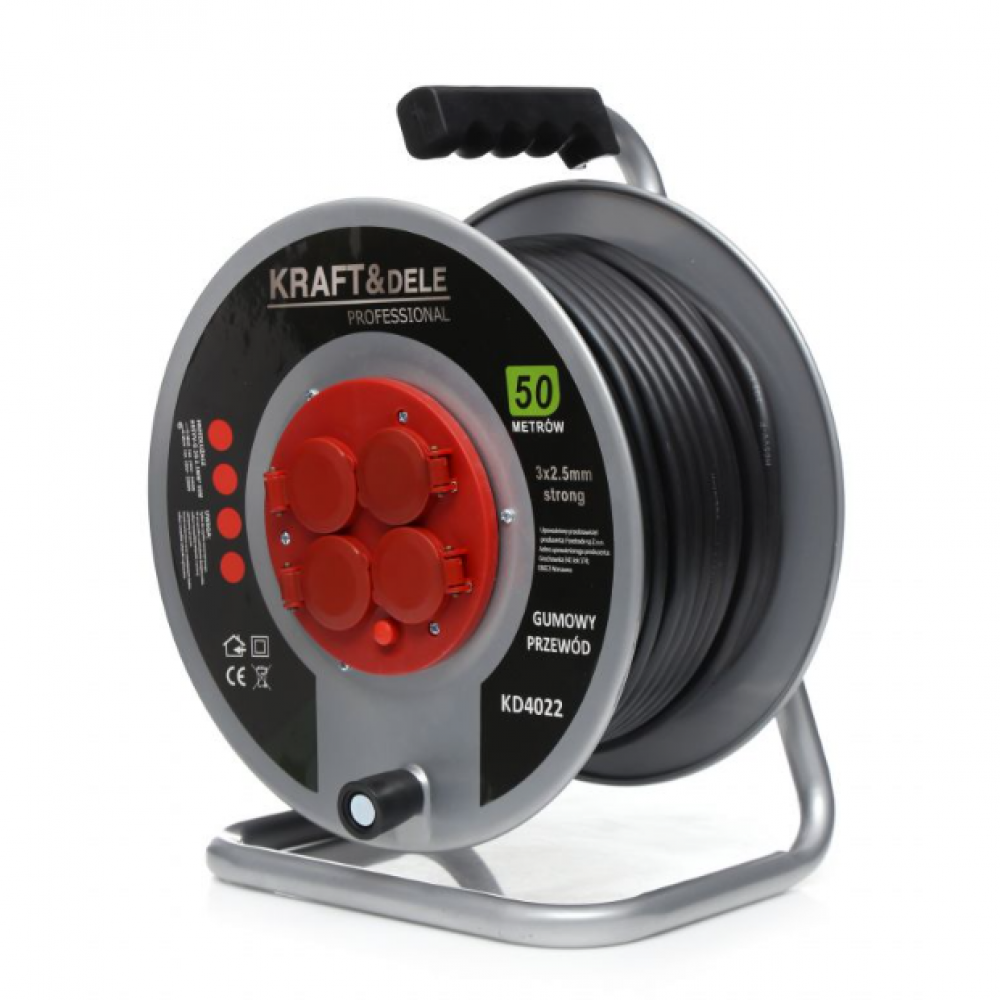 Удължител с метална макара, 50 м - KD4022