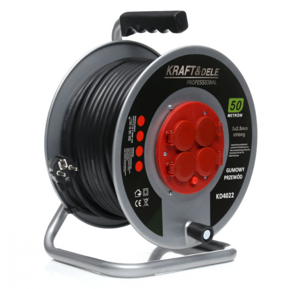 Удължител с метална макара, 50 м - KD4022