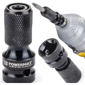 Адаптер за ударен гайковерт - адаптер от 1/2" квадрат към 1/4" HEX - POWERMAT PM-ASHU-05025T