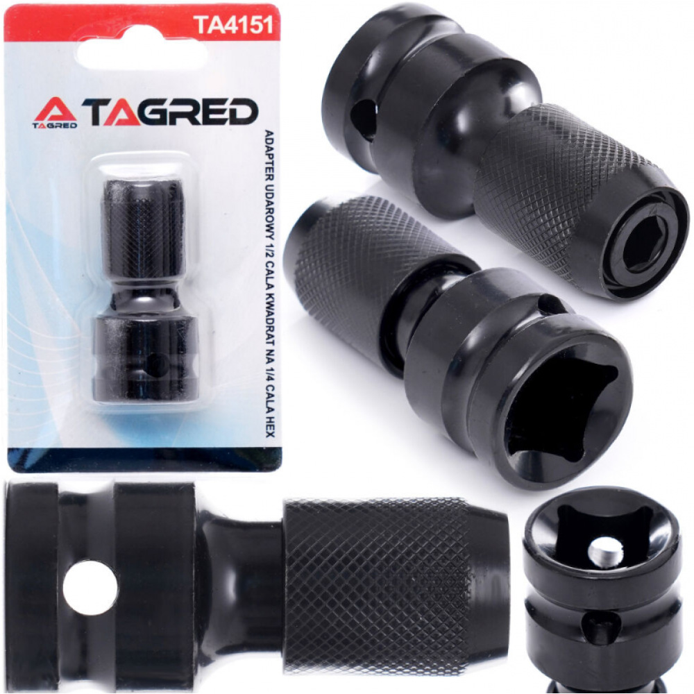 Адаптер за ударен гайковерт - преходник от 1/2" квадрат към 1/4" HEX - TA4151