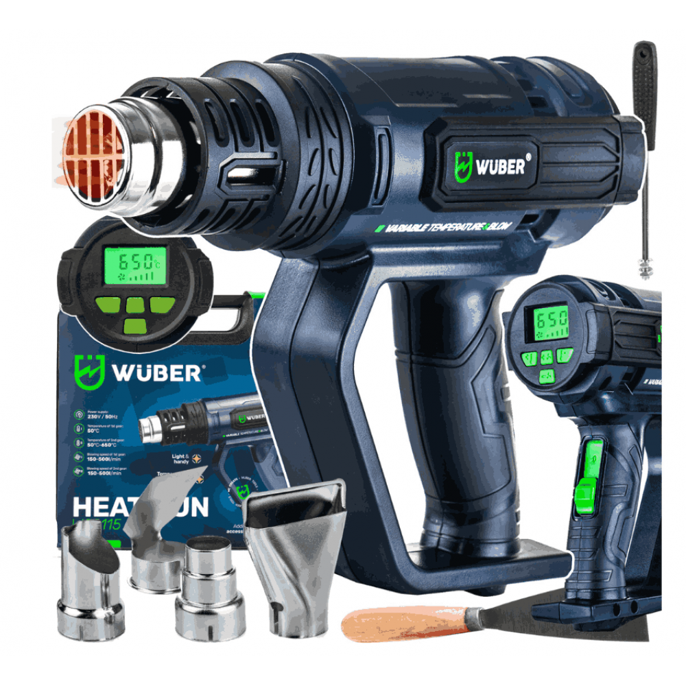 Пистолет за горещ въздух 2200 W, 350/600°C, LCD дисплей - W20115