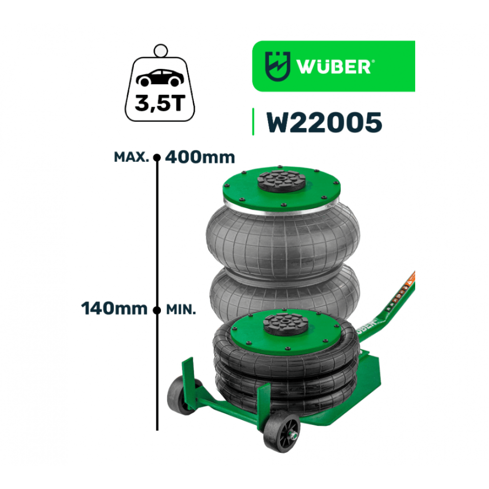 Пневматичен крик 3.5 тона, 140 - 400 мм, 6-10 бара - W22005