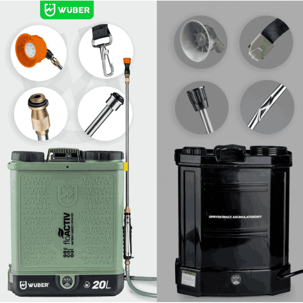 Акумулаторна гръбна пръскачка 20 литра, 12 V, 12 Ah, 5,5 бара - W24022