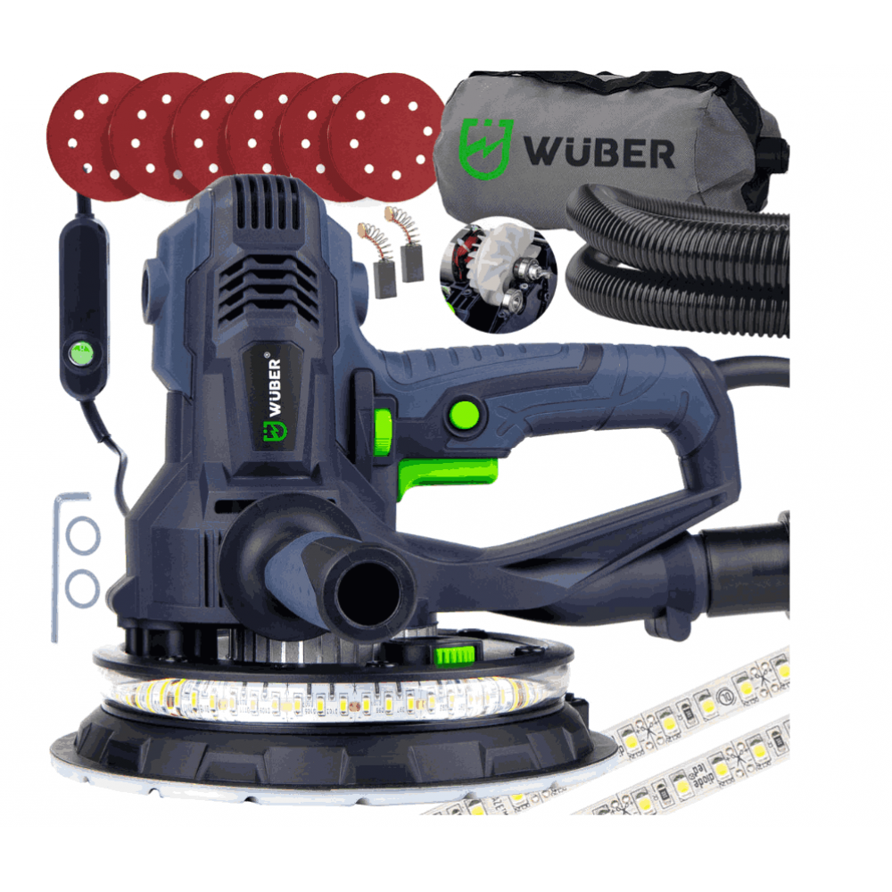 Шлайфмашина за мазилка, LED подсветка, 800 W, 180 мм - W26603