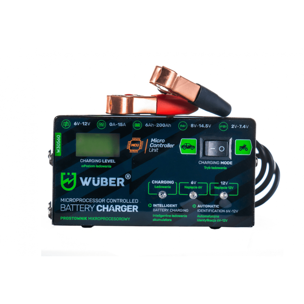 Микропроцесорно зарядно устройство за акумулатори 6V и 12V 15A - W30560
