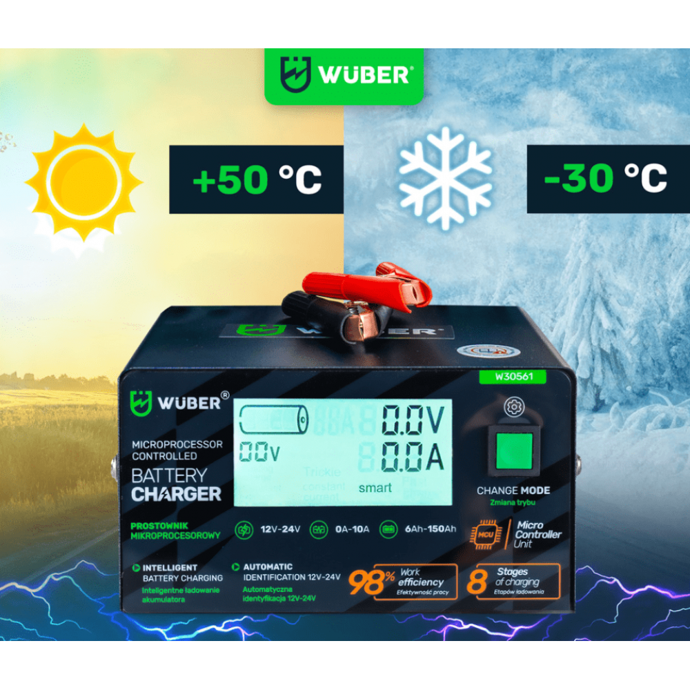 Микропроцесорното зарядно устройство за акумулатори 12V и 24V  - W30561