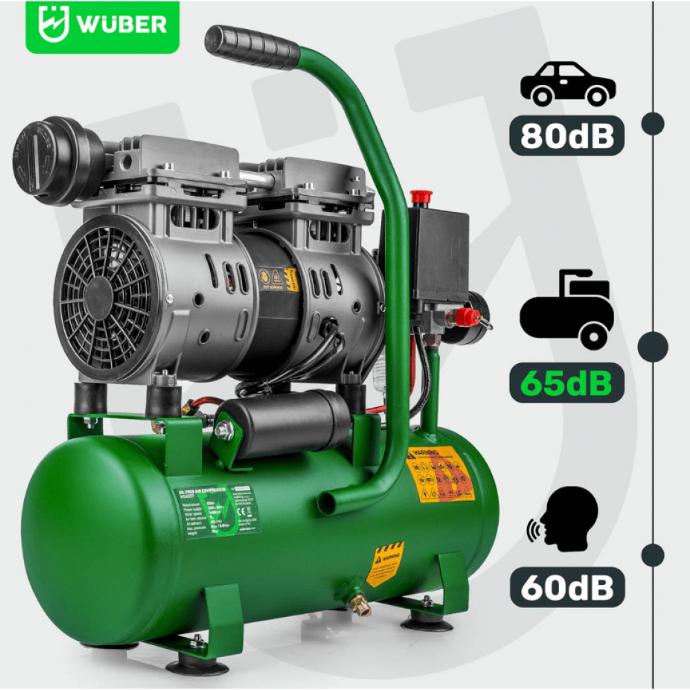 Безмаслен компресор 9 литра, 550 W, 8 бара, 110–120 л/мин. - W54009