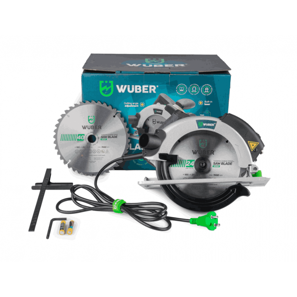 Циркуляр за дърво 2400 W, 185 мм (включени 2 остриета) - W57201