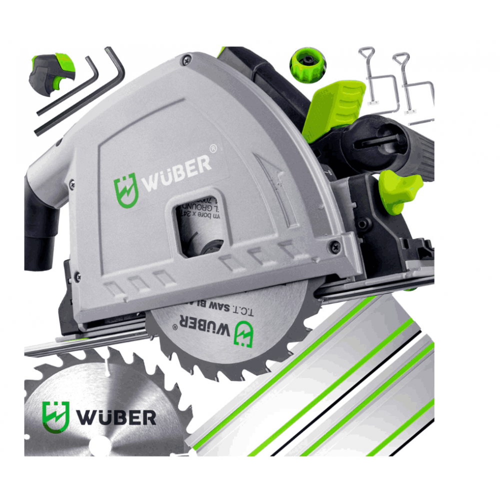 Потопяем циркуляр за дърво 2400 W, 160 мм + 2x 70 см релси - W57204