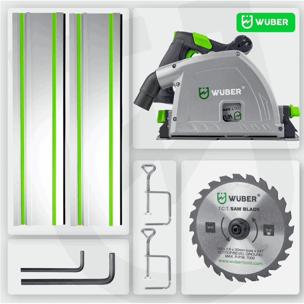 Потопяем циркуляр за дърво 2400 W, 160 мм + 2x 70 см релси - W57204