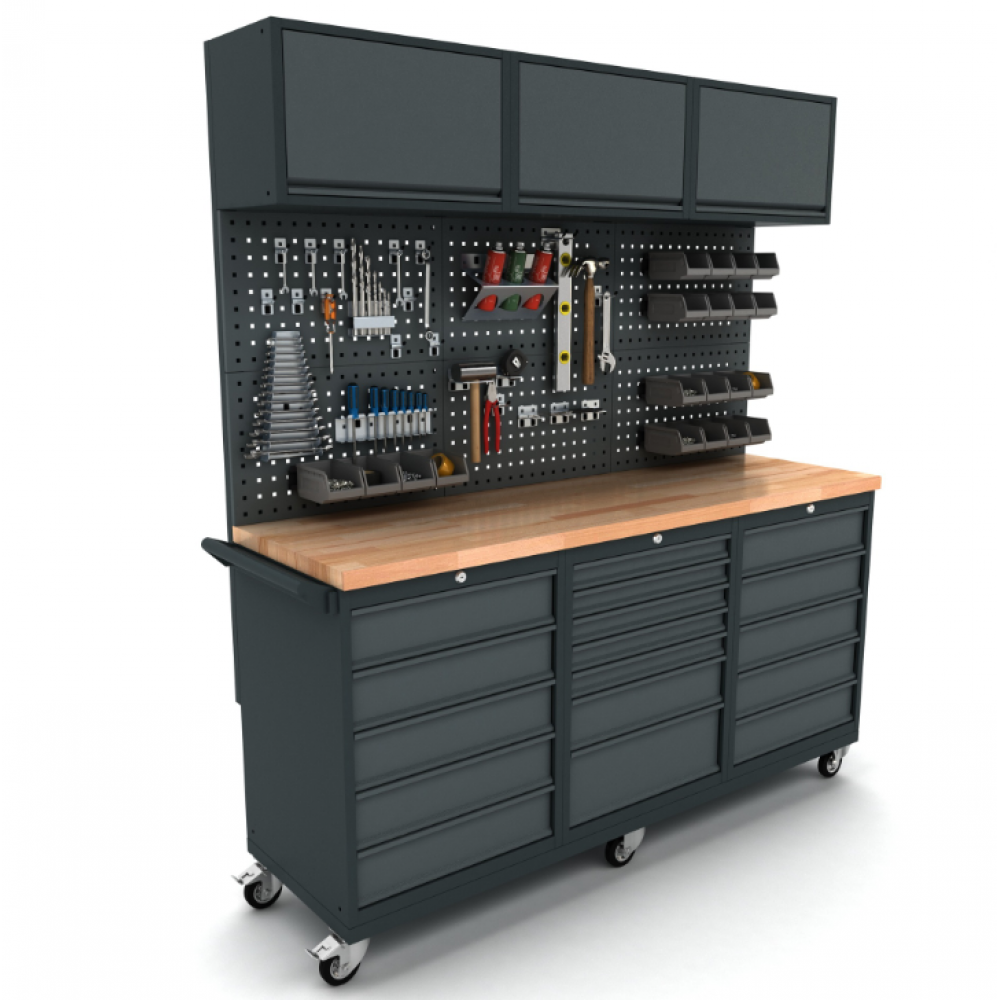 Мобилна работна маса 186 см, за инструменти, 17 чекмеджета - WBG186M24