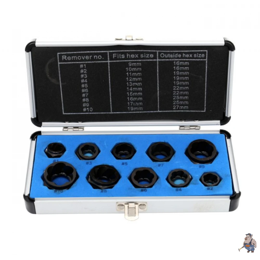 К-кт вложки за отвиване на повредени болтове и гайки 10бр. KD10268