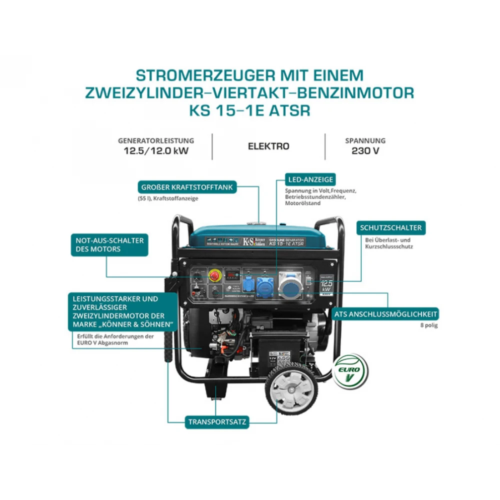 Бензинов генератор / агрегат за ток "Könner & Söhnen" KS 15-1E ATSR