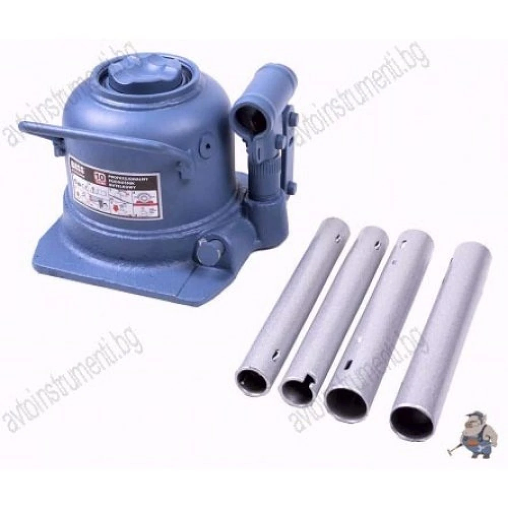 Нископрофилен хидравличен бутилков крик 10 тона, двойно бутало