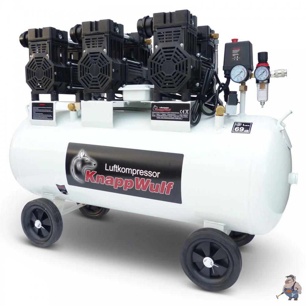 ОБЕЗШУМЕН / ТИХ БЕЗМАСЛЕН КОМПРЕСОР 100Л., 3 МОТОРА KW2200