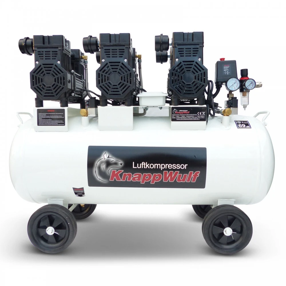 ОБЕЗШУМЕН / ТИХ БЕЗМАСЛЕН КОМПРЕСОР 100Л., 3 МОТОРА KW2200