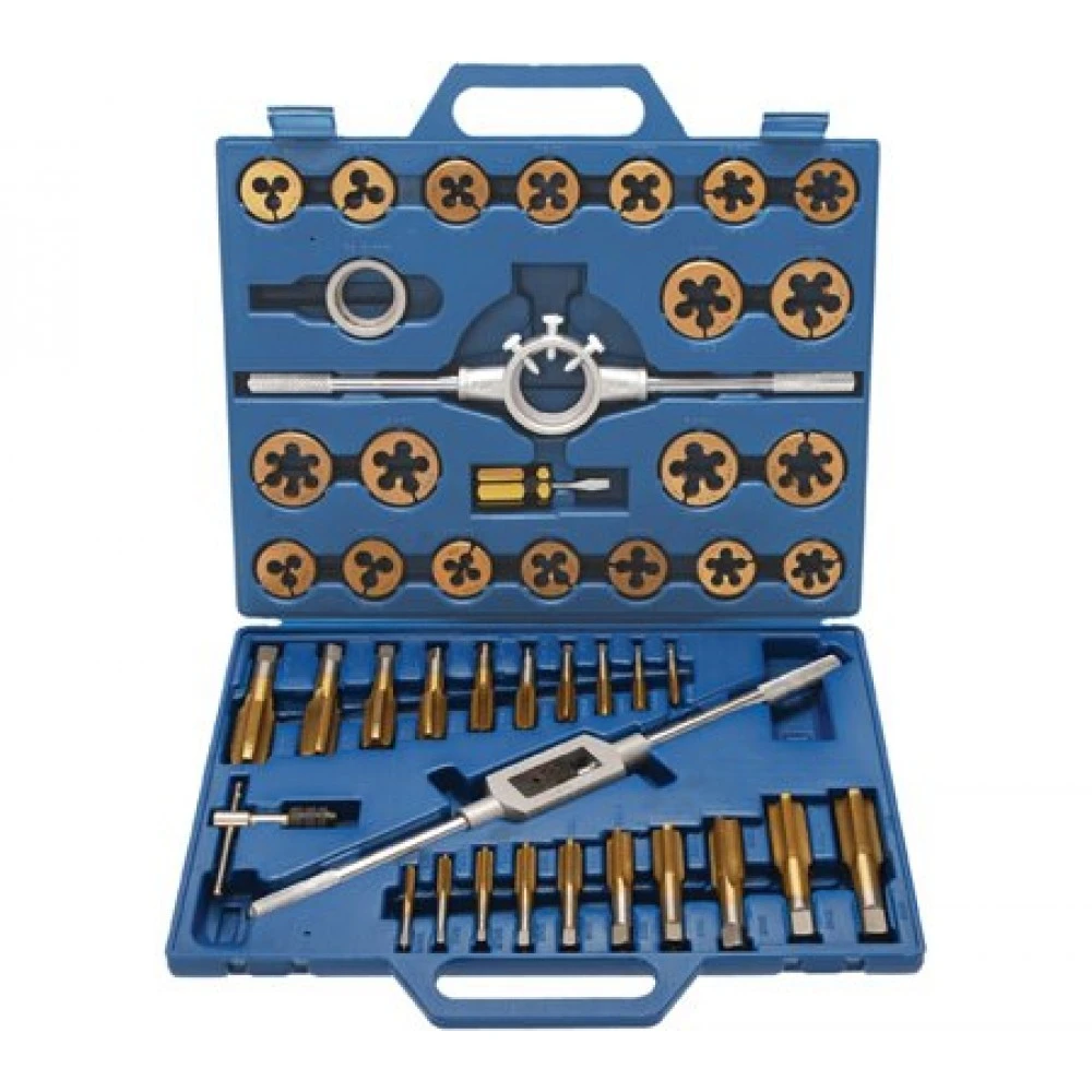 Професионален комплект метчици и плашки, 45 бр.,титаниево покритие BGS Technic