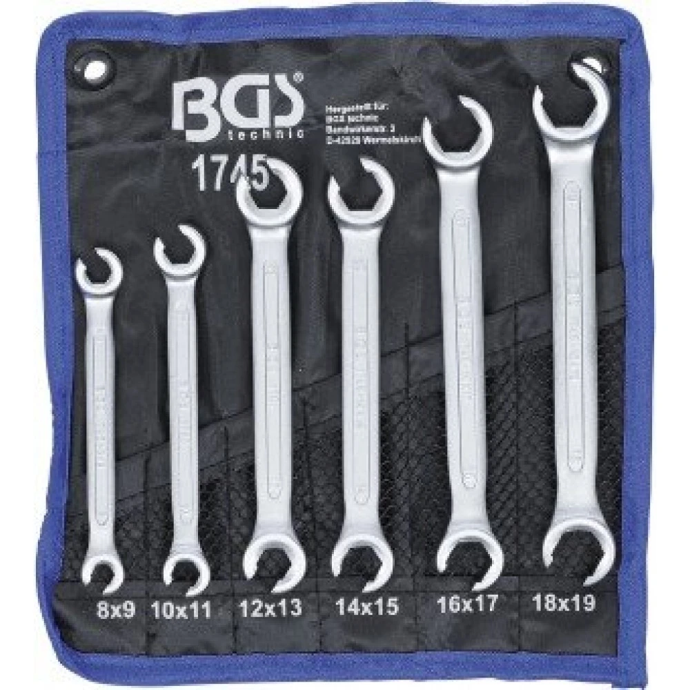 Професионален специализиран комплект рязани ключове за спирачни тръбички, 6 бр. BGS Technic