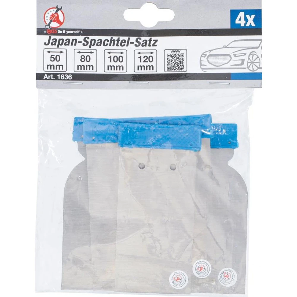 Професионален комплект шпакли от закалена стомана - 50 / 80 / 100 / 120 mm 4 бр. BGS Technic