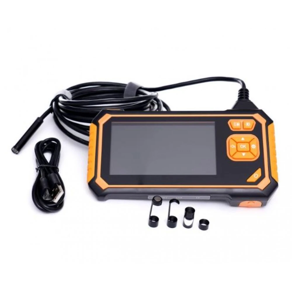 Цифрова LCD инспекционна камера / Ендоскоп с 5м кабел 2600mAh батерия и накрайници - Kraft & Dele KD10413