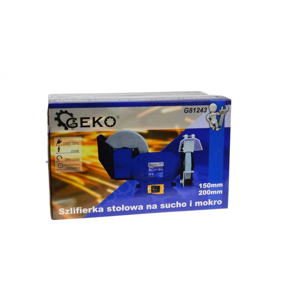 Настолен шмиргел, за суха и мокра употреба. Geko G81243