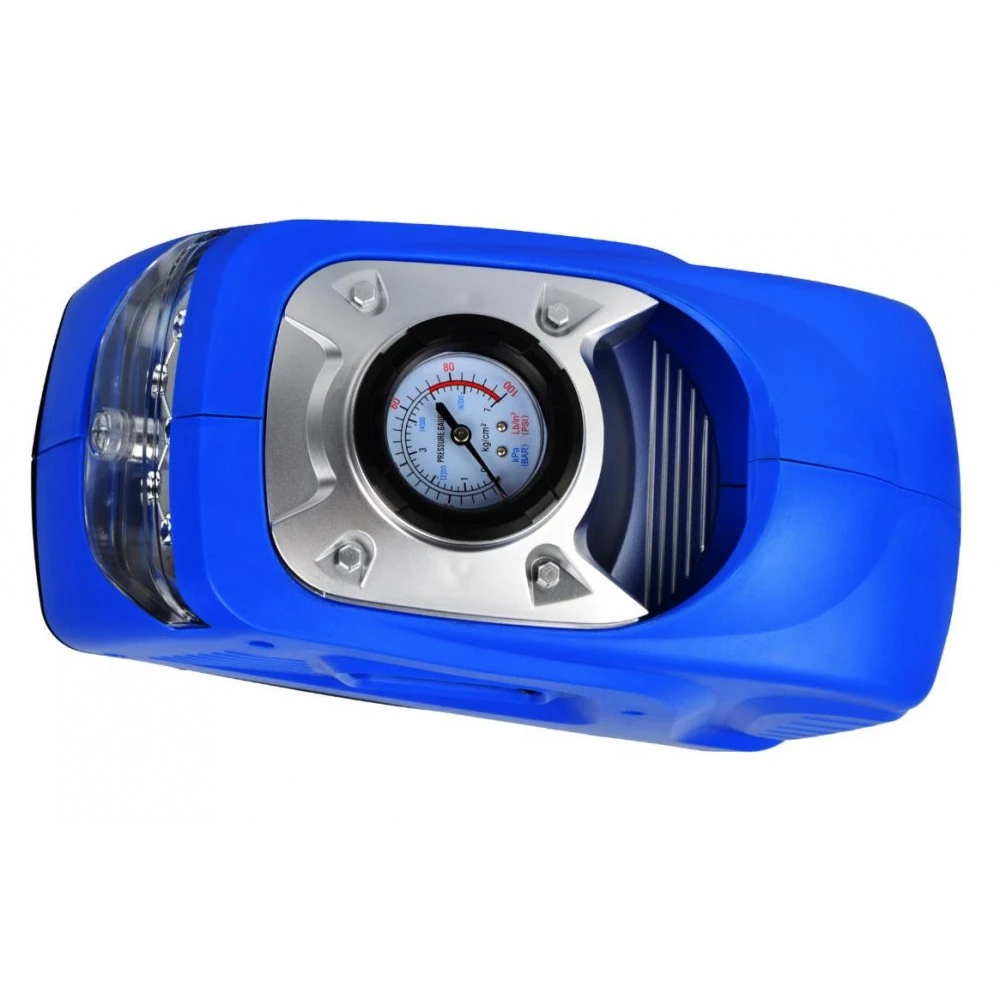 Мини компресор с LED фенерче и манометър - 12V / 230V, 100W - Geko, G01260