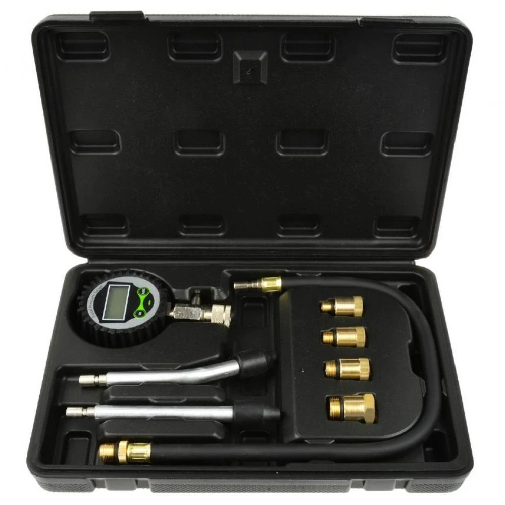 Тестер за налягане на компресия за бензинови двигатели с LCD Дисплей Geko G02509