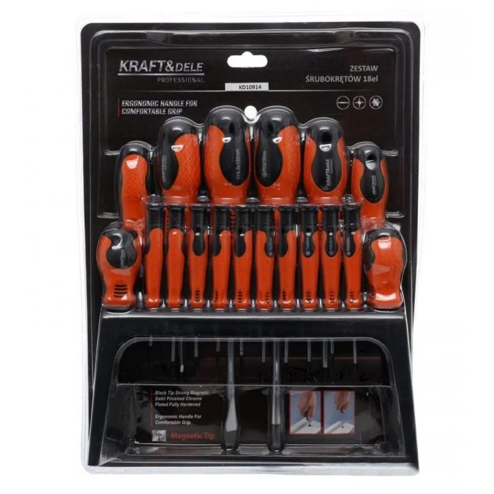 Комплект прецизни и традиционни отвертки 18 бр. Kraft & Dele - KD10914