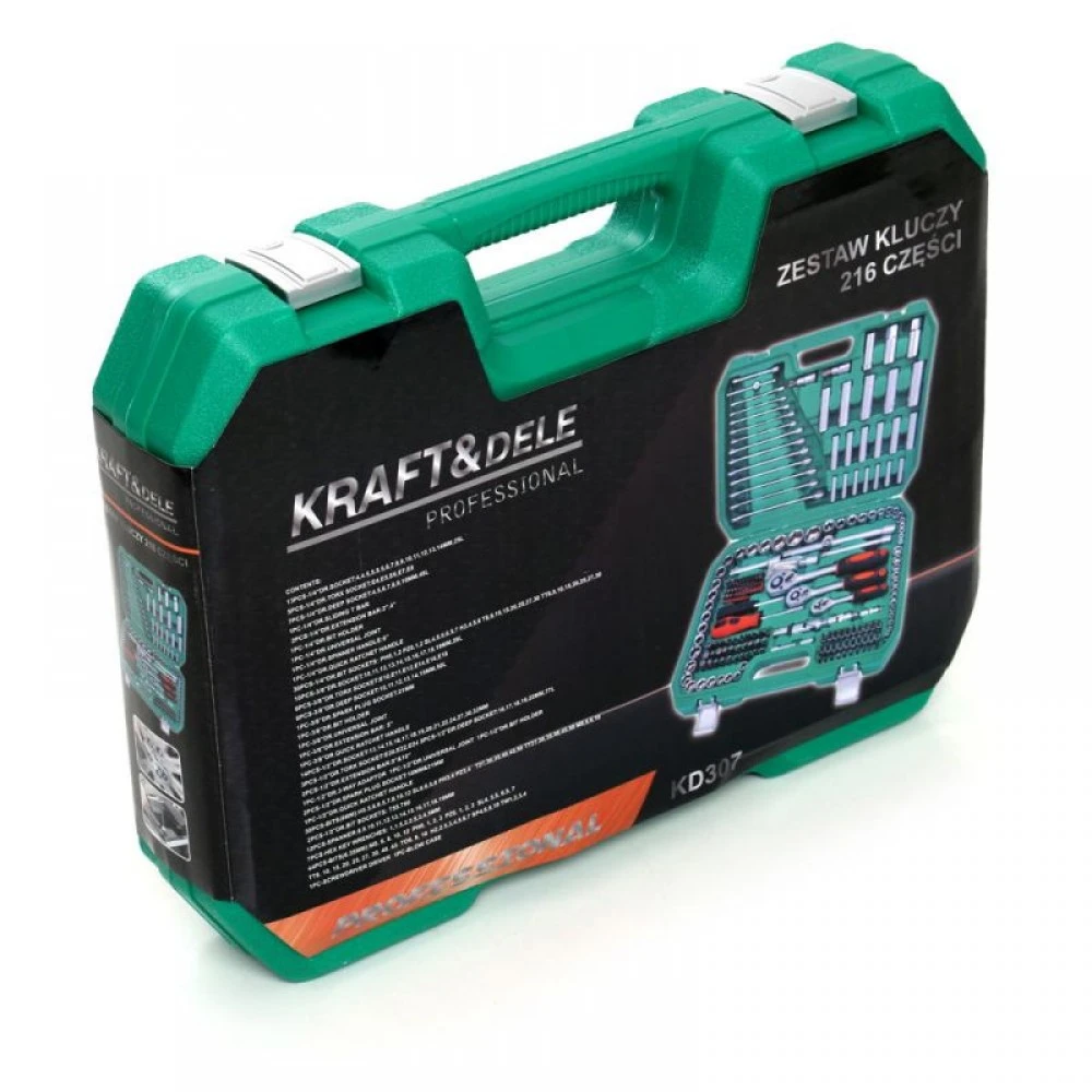 Професионален к-кт инструменти тип Гедоре 216 части Хидравличен крик за мотори ATV 680кг Kraft & Dele KD353 KD307