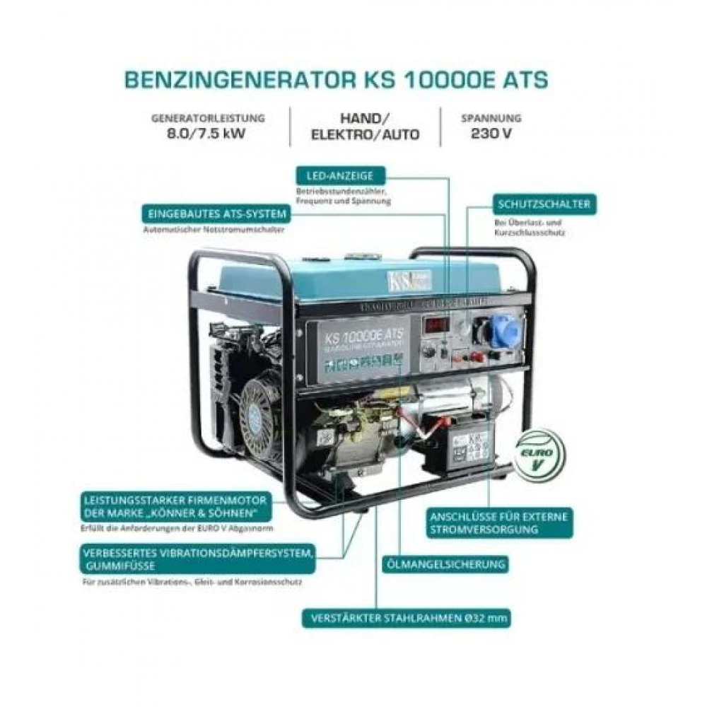 Бензинов генератор за ток KOENNER-SOEHNEN - KS 10000E ATS / 8.0kW
