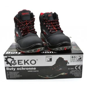 Високи работни обувки от черен набук с бомбе G90545 - Geko