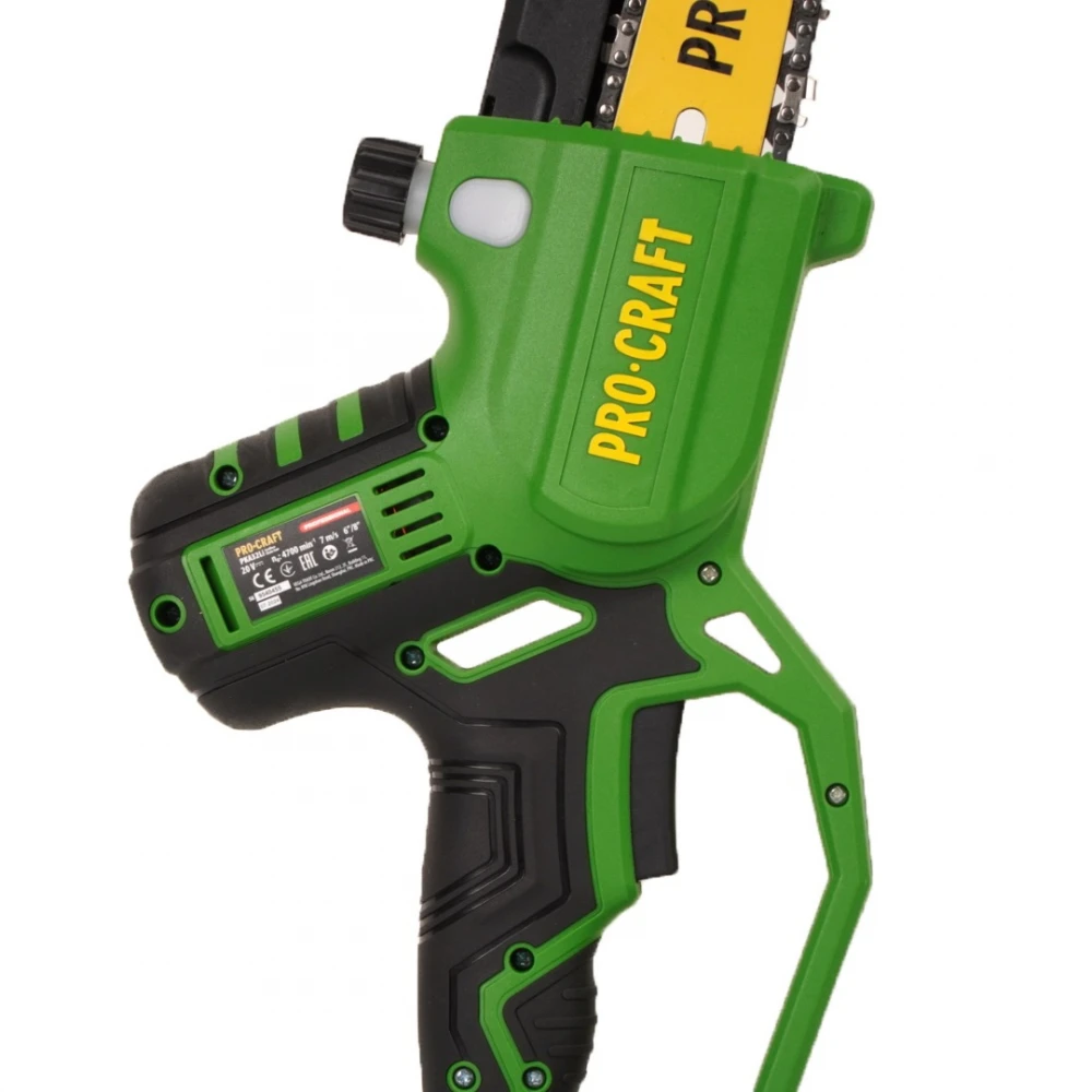 Акумулаторен безчетков верижен трион 6″ и 8″, 1 бр батерия 20V 4Ah, 1 бр зарядно, 2 бр шини и вериги, куфар - PKA32Li