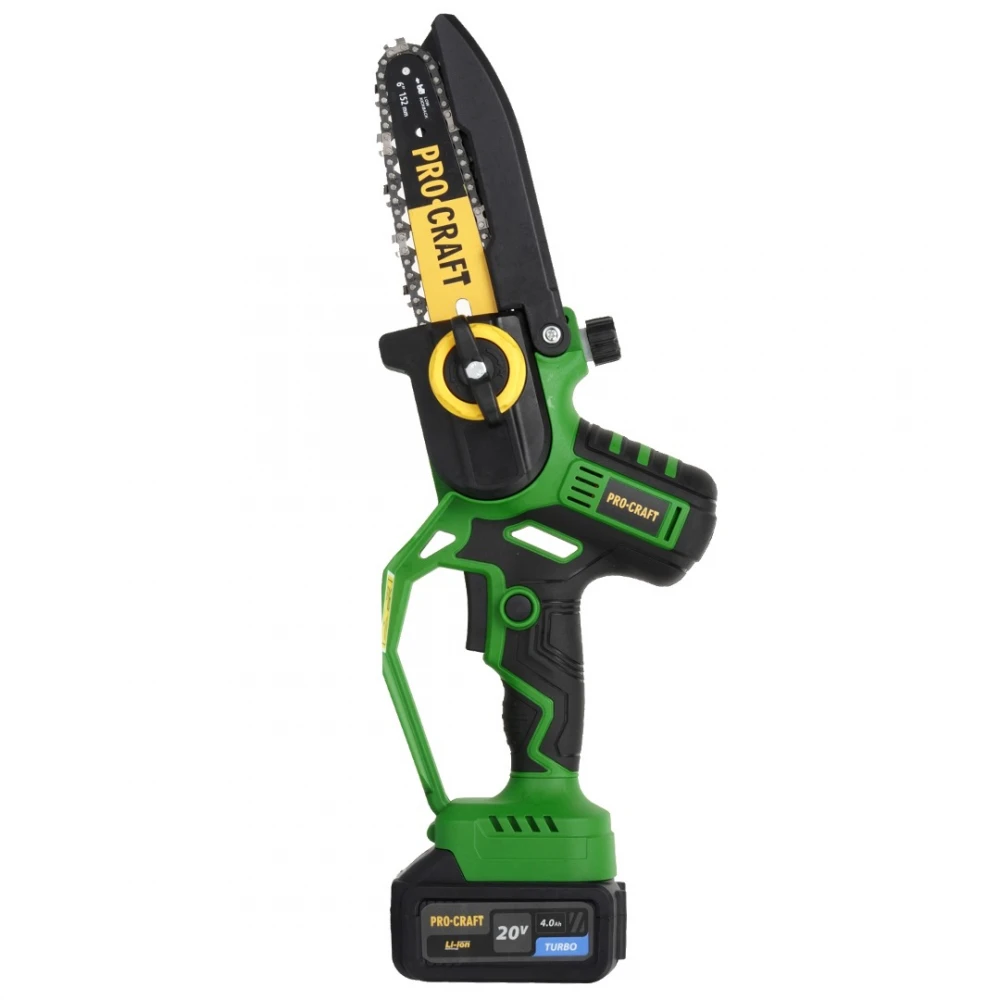 Акумулаторен безчетков верижен трион 6″ и 8″, 1 бр батерия 20V 4Ah, 1 бр зарядно, 2 бр шини и вериги, куфар - PKA32Li