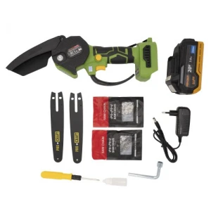 Акумулаторен безчетков верижен трион 6″ с 2 бр шини, 2 бр вериги, 1 бр батерия 3Ah и 1 бр зарядно - PKA22Li