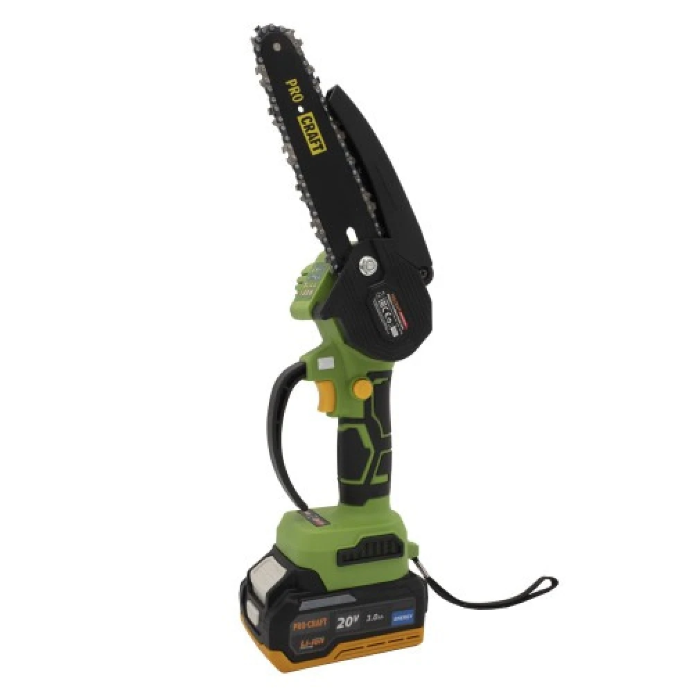 Акумулаторен безчетков верижен трион 6″ с 2 бр шини, 2 бр вериги, 1 бр батерия 3Ah и 1 бр зарядно - PKA22Li