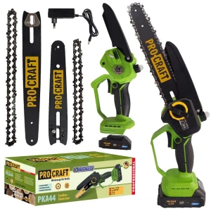 Акумулаторен безчетков верижен трион с 2 бр шини, 2 бр вериги, 1 бр батерия и 1 бр зарядно - PKA44